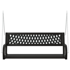 vidaXL Patio Swing Bench 49.2" Steel and Plastic Black-4