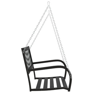 vidaXL Patio Swing Bench 49.2" Steel and Plastic Black-5