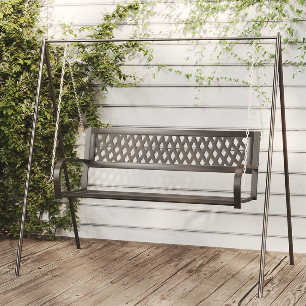 vidaXL Patio Swing Bench 49.2" Steel and Plastic Black-0