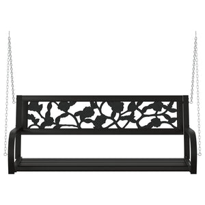 vidaXL Patio Swing Bench 49.2" Steel and Plastic Black-5