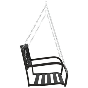 vidaXL Patio Swing Bench 49.2" Steel and Plastic Black-6