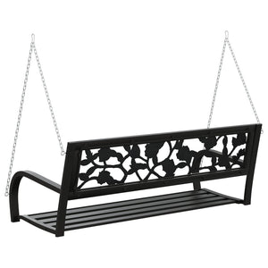 vidaXL Patio Swing Bench 49.2" Steel and Plastic Black-7