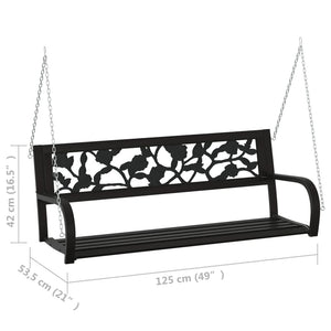 vidaXL Patio Swing Bench 49.2" Steel and Plastic Black-9