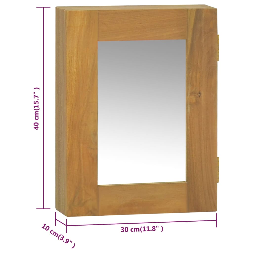 vidaXL Mirror Cabinet 11.8"x3.9"x15.7" Solid Wood Teak-6