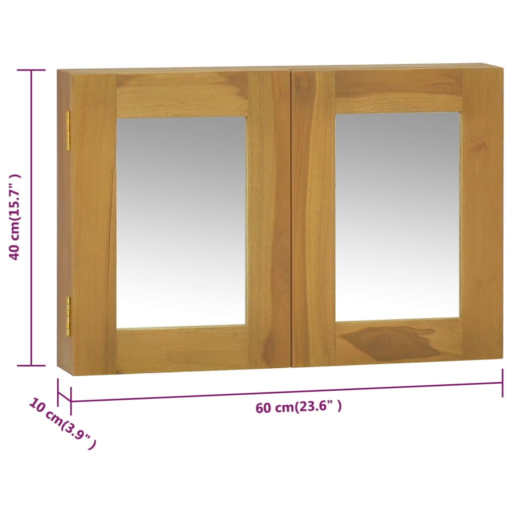 vidaXL Mirror Cabinet 23.6"x3.9"x15.7" Solid Wood Teak-6