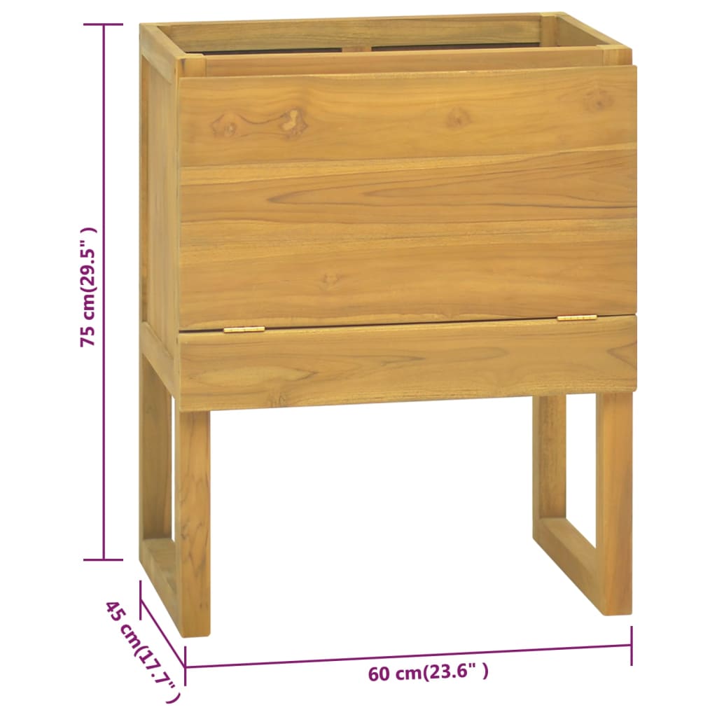 vidaXL Bathroom Cabinet Vanity Unit with Storage for Entryway Solid Wood Teak-4