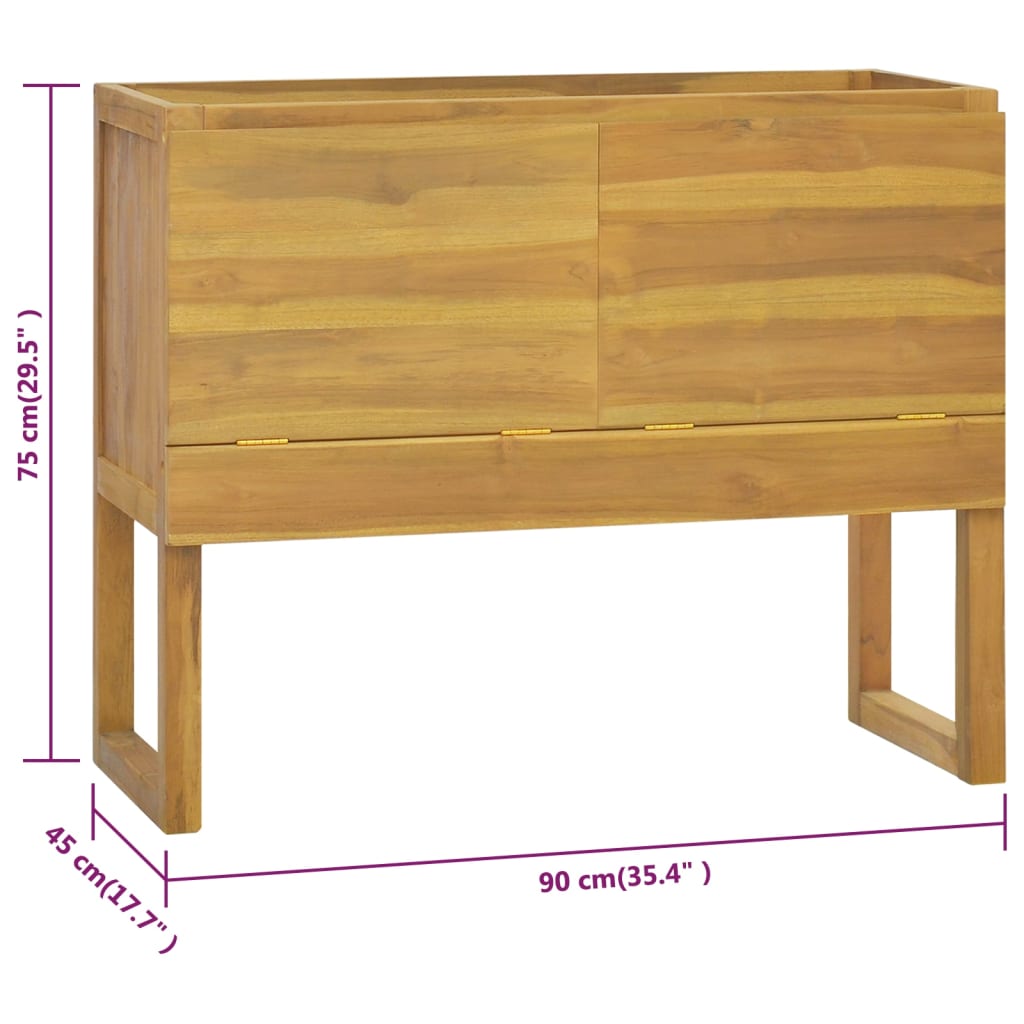 vidaXL Bathroom Cabinet Vanity Unit with Storage for Entryway Solid Wood Teak-23