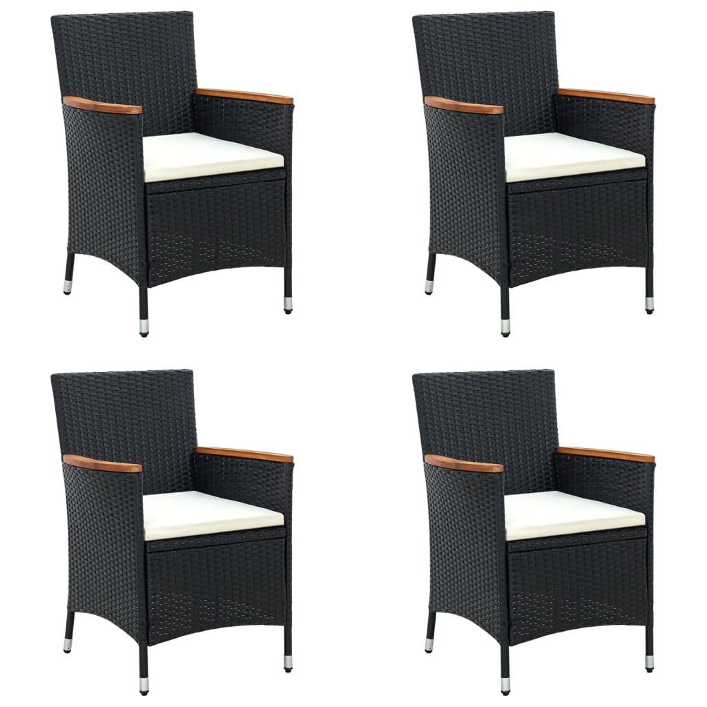 vidaXL Modern Dining Chairs 4 Pcs Patio Rattan Wicker Dining Chair Poly Rattan-0