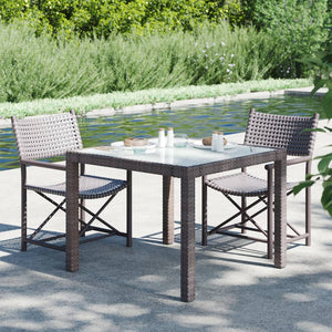 vidaXL Patio Table Tempered Glass and Poly Rattan Table 35.4"/59" Multi Colors-1