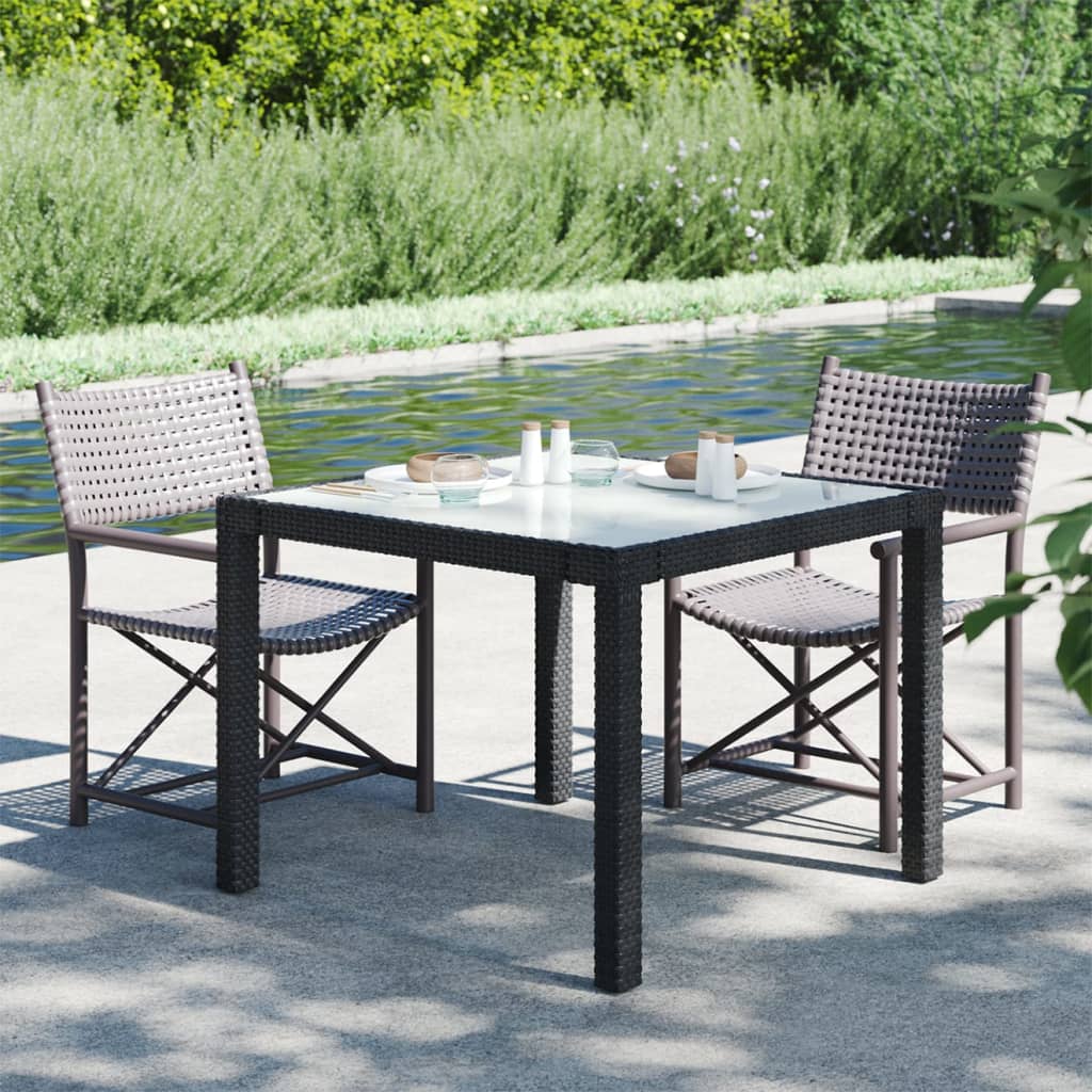 vidaXL Patio Table Tempered Glass and Poly Rattan Table 35.4"/59" Multi Colors-13