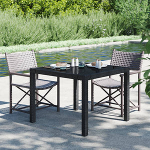 vidaXL Patio Table Tempered Glass and Poly Rattan Table 35.4"/59" Multi Colors-25