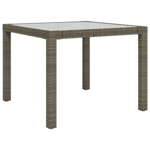 vidaXL Patio Table Tempered Glass and Poly Rattan Table 35.4"/59" Multi Colors-0