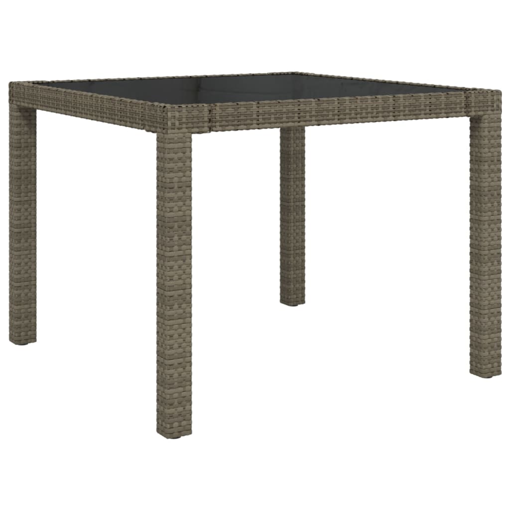 vidaXL Patio Table Tempered Glass and Poly Rattan Table 35.4"/59" Multi Colors-12