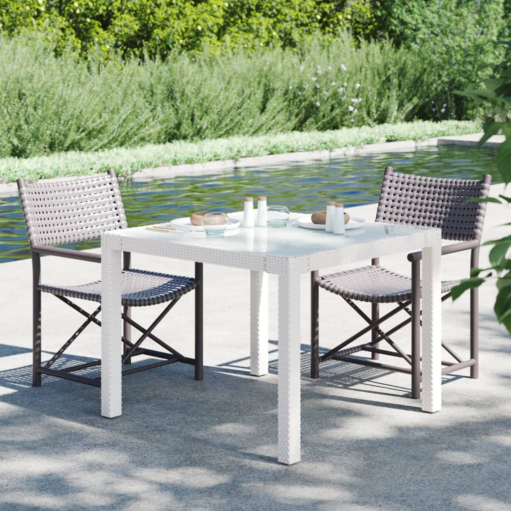 vidaXL Patio Table Tempered Glass and Poly Rattan Table 35.4"/59" Multi Colors-20