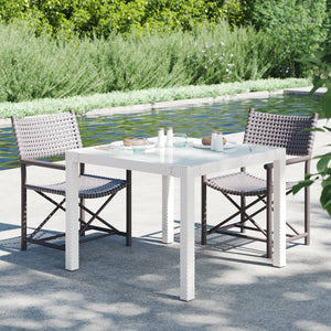 vidaXL Patio Table Tempered Glass and Poly Rattan Table 35.4"/59" Multi Colors-20