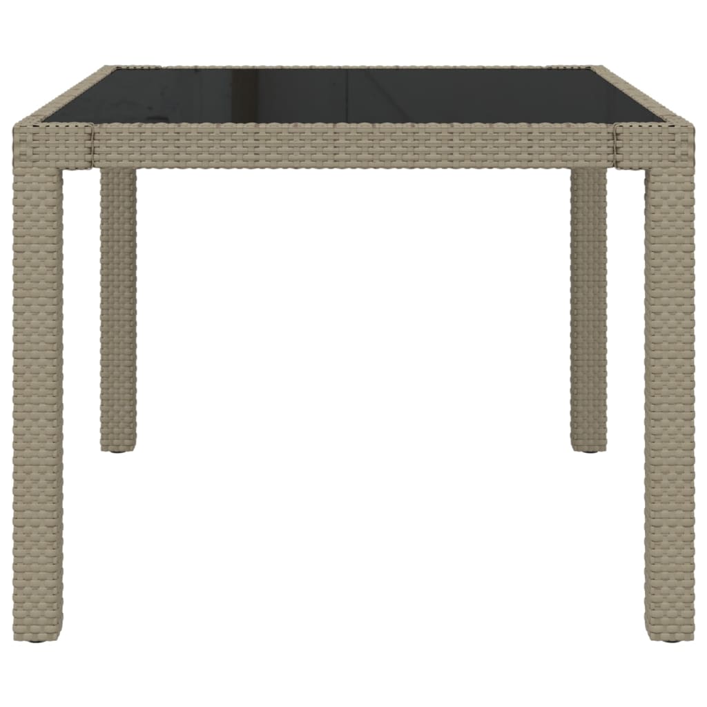 vidaXL Patio Table Tempered Glass and Poly Rattan Table 35.4"/59" Multi Colors-3