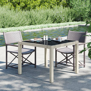 vidaXL Patio Table Tempered Glass and Poly Rattan Table 35.4"/59" Multi Colors-32