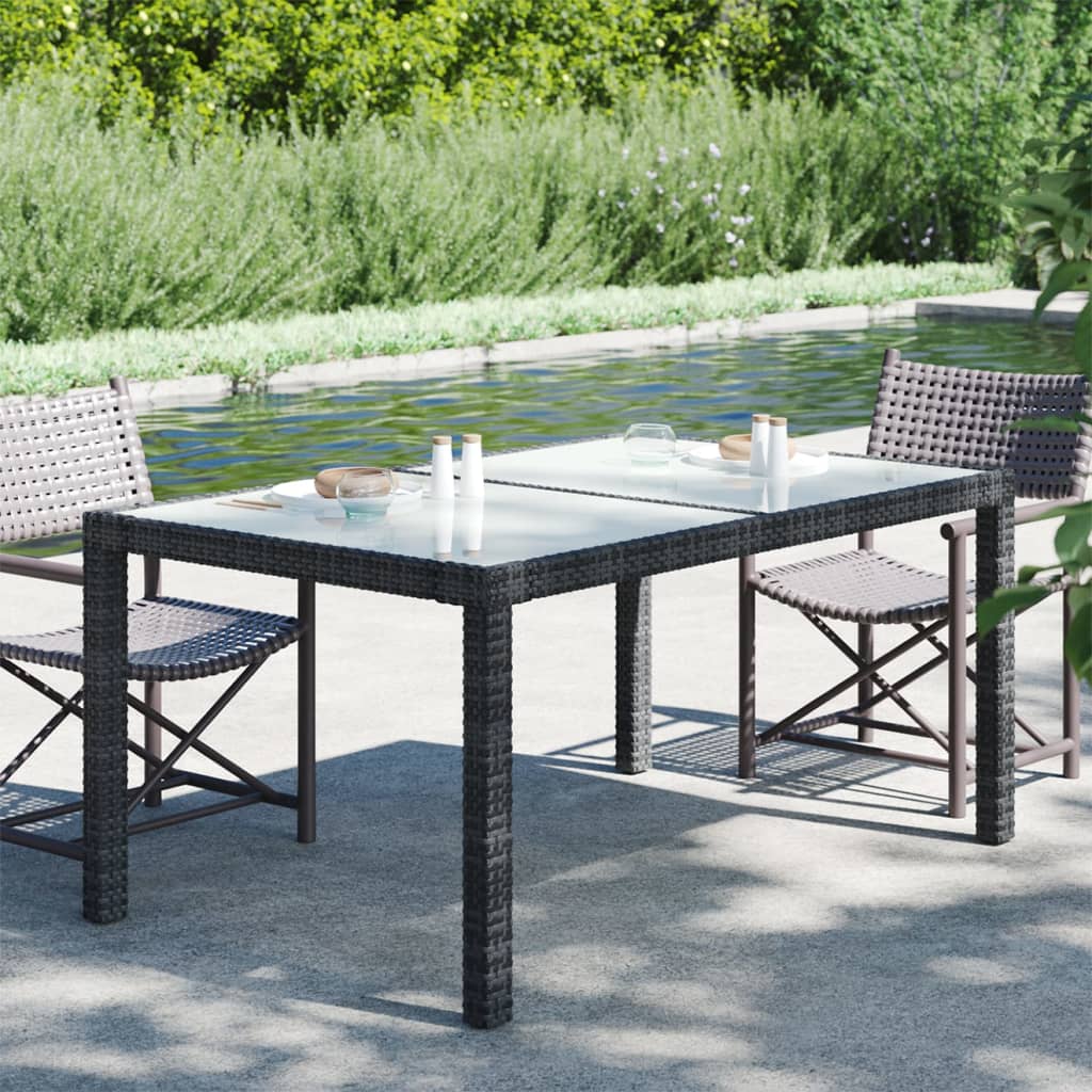 vidaXL Patio Table Tempered Glass and Poly Rattan Table 35.4"/59" Multi Colors-19