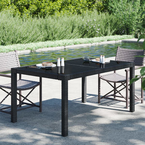 vidaXL Patio Table Tempered Glass and Poly Rattan Table 35.4"/59" Multi Colors-31