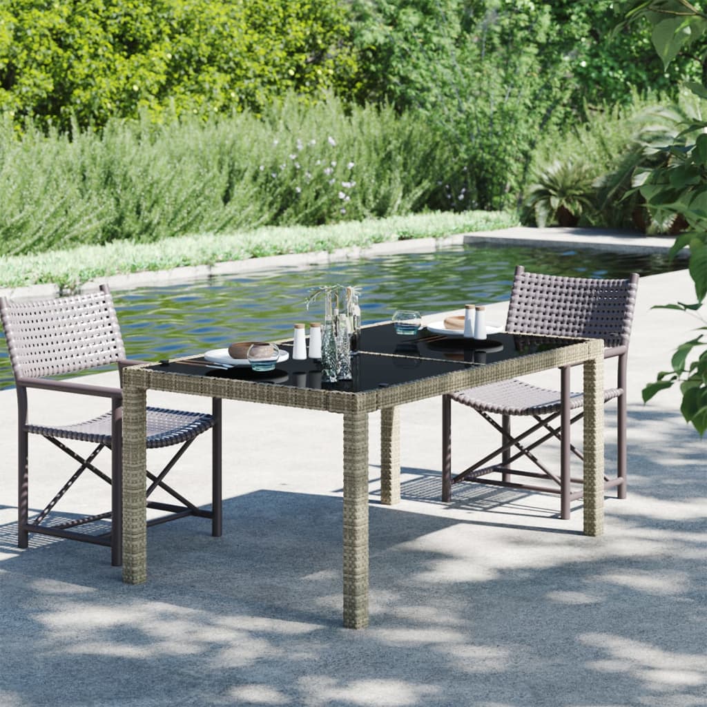 vidaXL Patio Table Tempered Glass and Poly Rattan Table 35.4"/59" Multi Colors-14