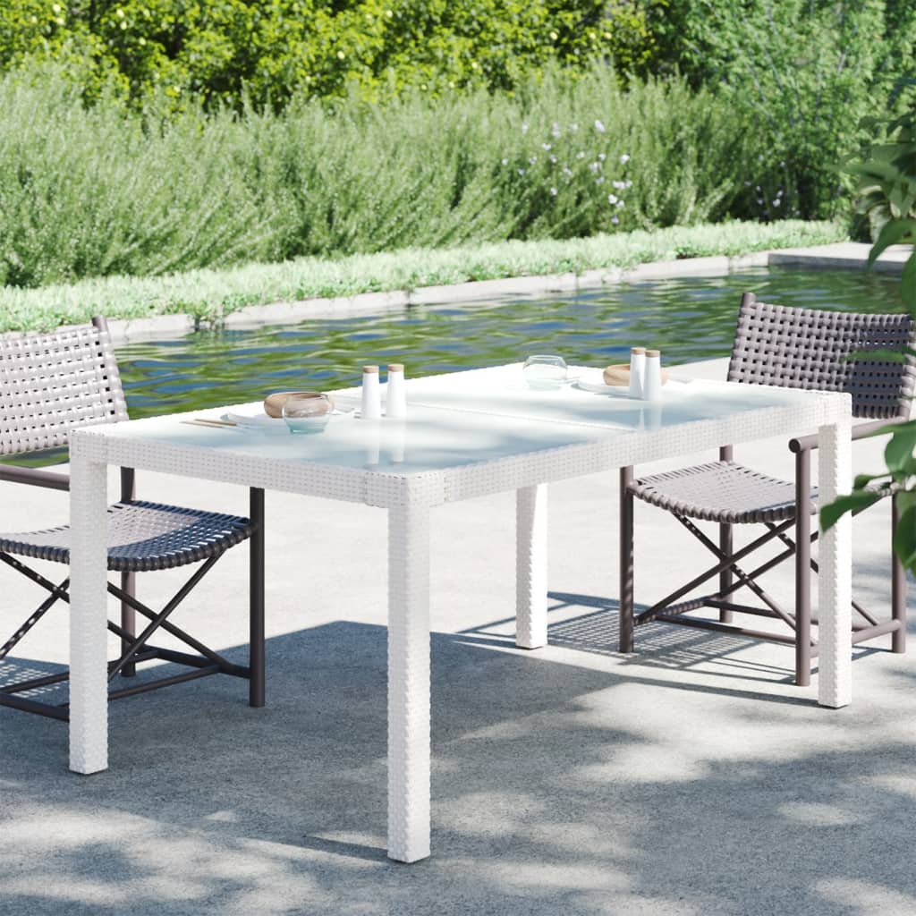 vidaXL Patio Table Tempered Glass and Poly Rattan Table 35.4"/59" Multi Colors-34