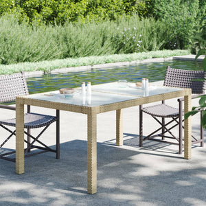 vidaXL Patio Table Tempered Glass and Poly Rattan Table 35.4"/59" Multi Colors-2