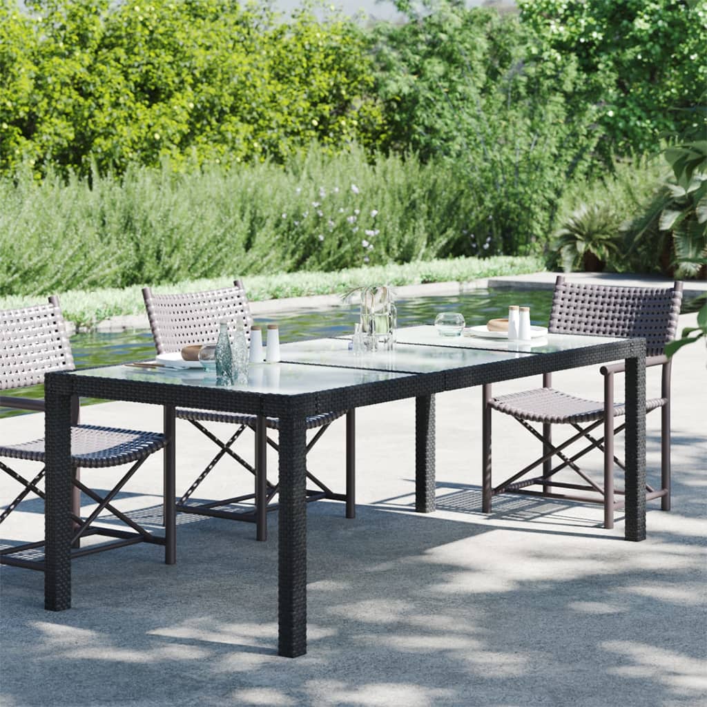 vidaXL Patio Table 74.8" Tempered Glass and Poly Rattan Table Multi Colors-33