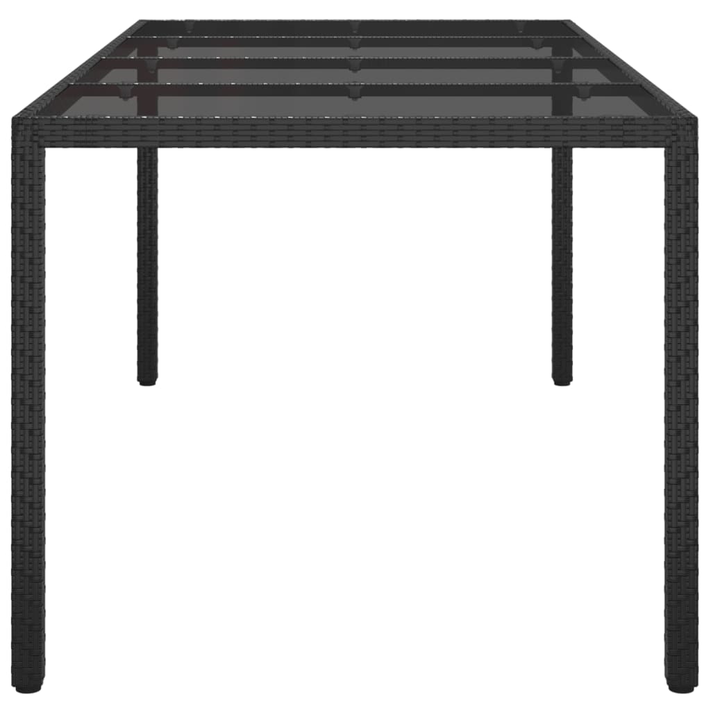 vidaXL Patio Table 74.8" Tempered Glass and Poly Rattan Table Multi Colors-10