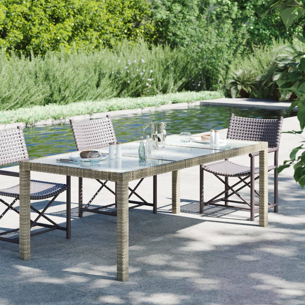 vidaXL Patio Table 74.8" Tempered Glass and Poly Rattan Table Multi Colors-15