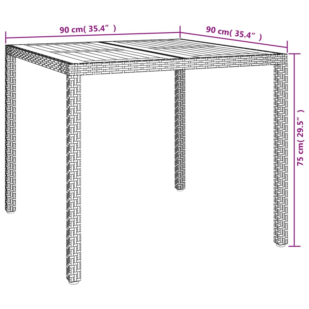 vidaXL Solid Wood Acacia Patio Table Desk Furniture Black/Gray Multi Sizes-34