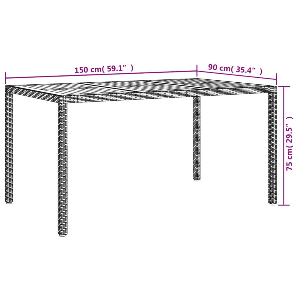 vidaXL Solid Wood Acacia Patio Table Desk Furniture Black/Gray Multi Sizes-12