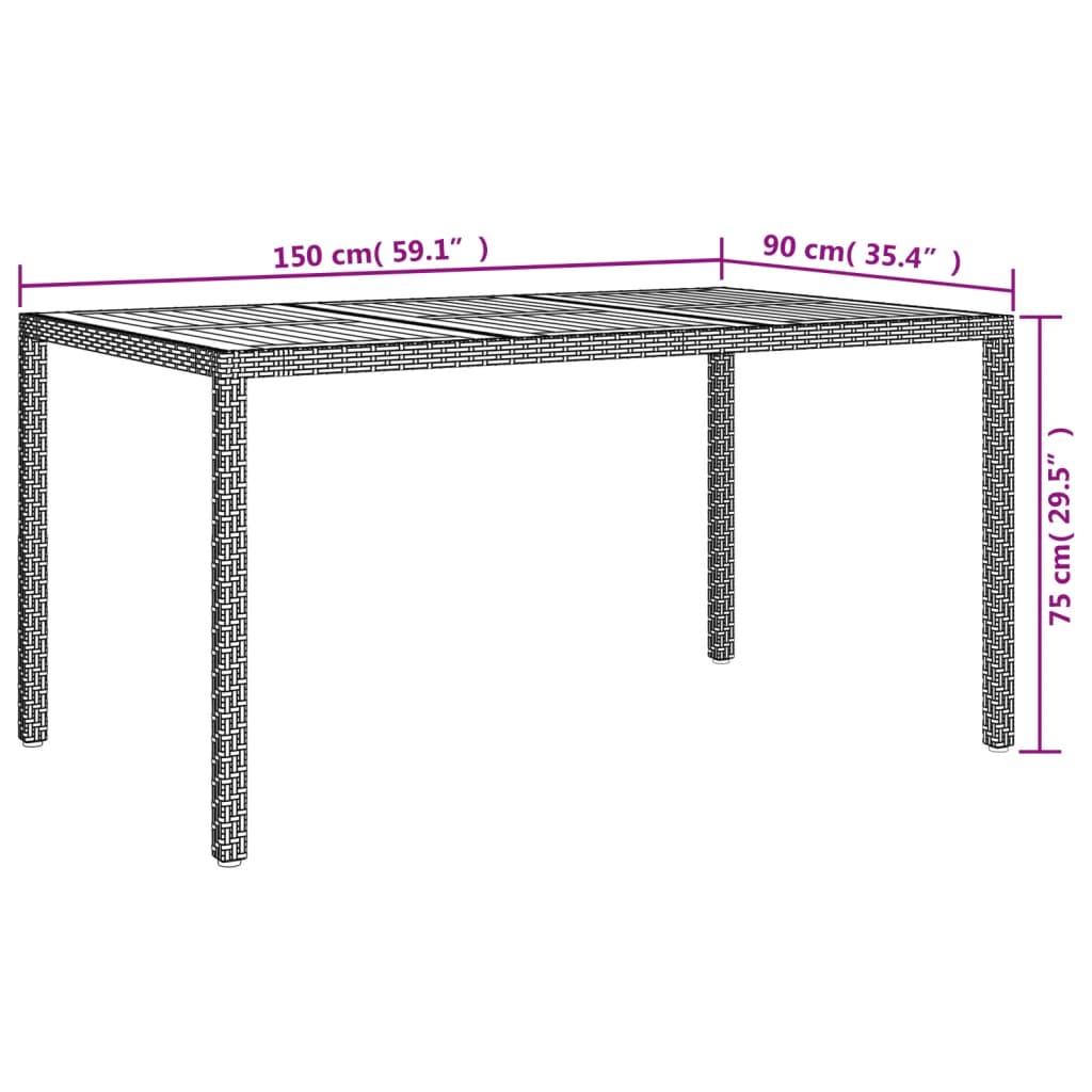 vidaXL Solid Wood Acacia Patio Table Desk Furniture Black/Gray Multi Sizes-33