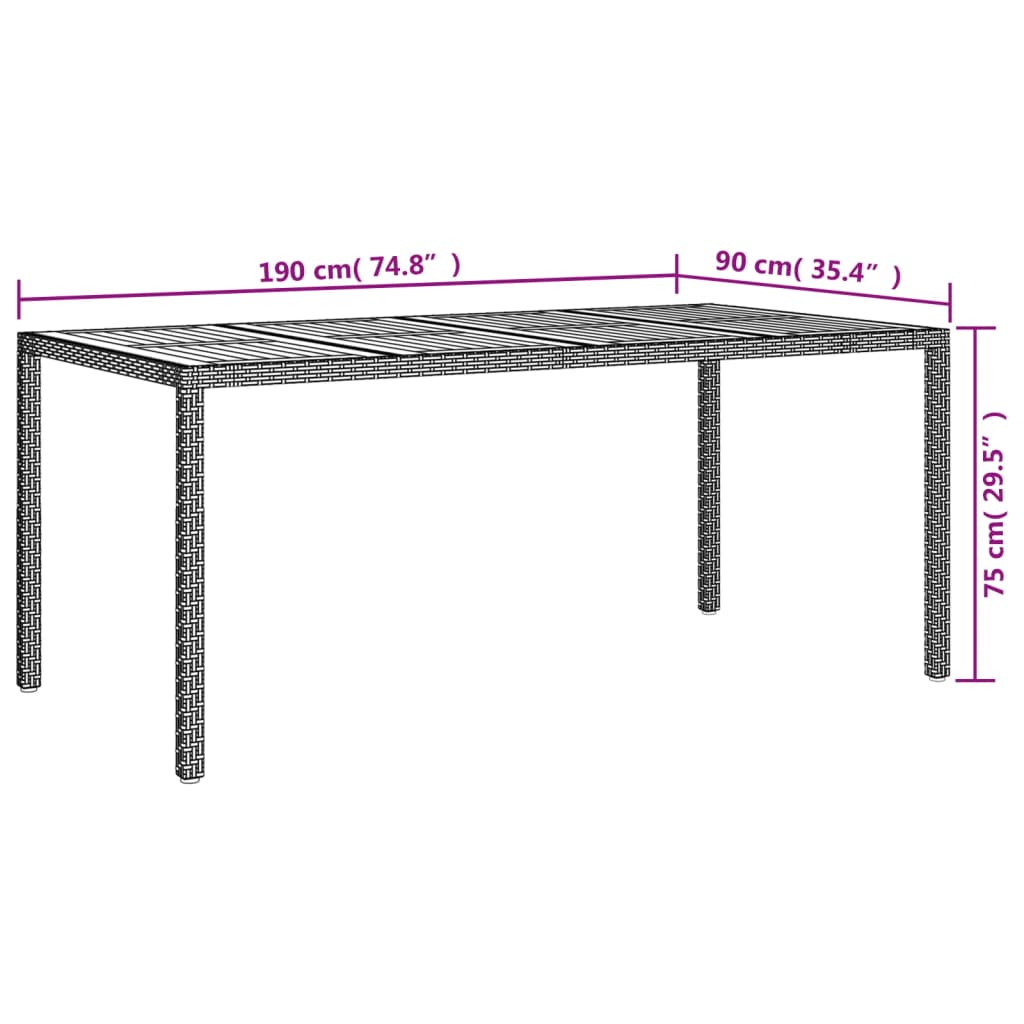 vidaXL Solid Wood Acacia Patio Table Desk Furniture Black/Gray Multi Sizes-6