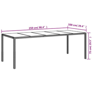 vidaXL Patio Table Outdoor Garden Dinner Table Tempered Glass and Poly Rattan-10