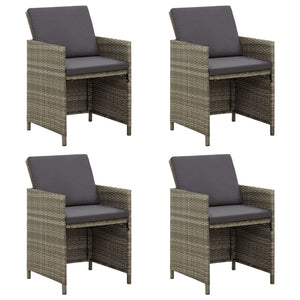 vidaXL Patio Chairs 4 Pcs Patio Dining Single Chair with Cushions Poly Rattan-2