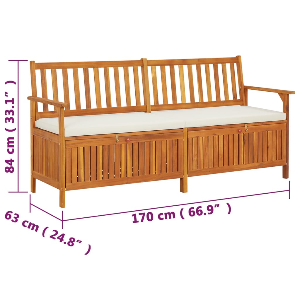 vidaXL Outdoor Storage Bench Deck Box for Patio Furniture Solid Wood Acacia-12