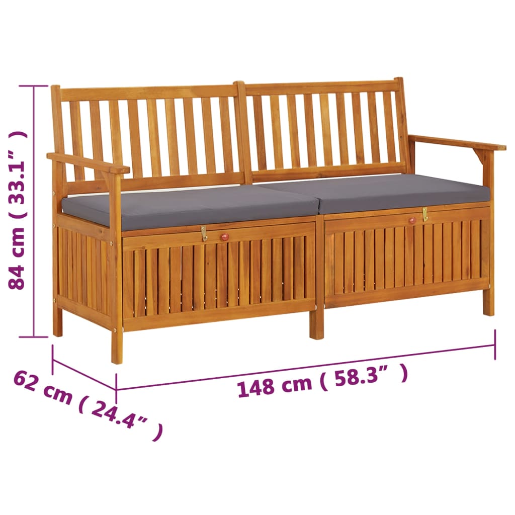 vidaXL Outdoor Storage Bench Deck Box for Patio Furniture Solid Wood Acacia-26