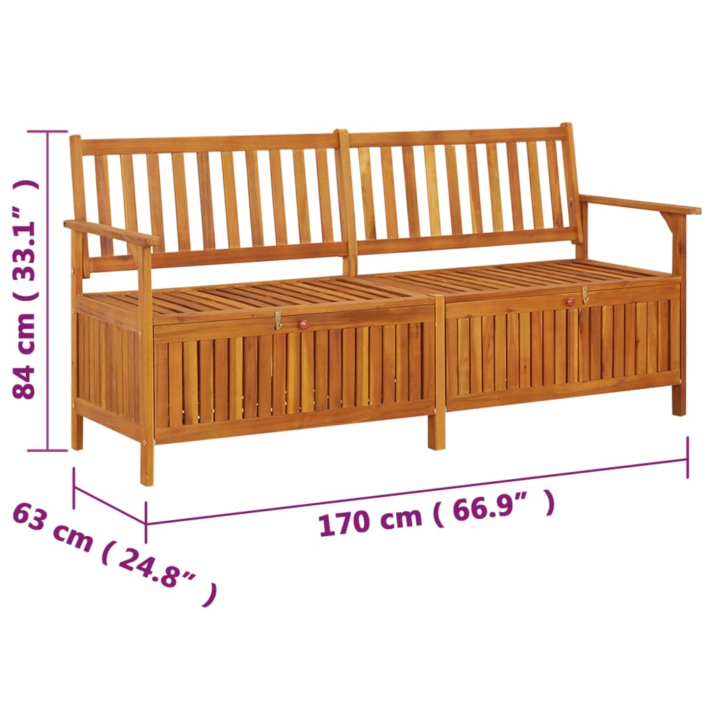 vidaXL Outdoor Storage Bench Deck Box for Patio Furniture Solid Wood Acacia-5