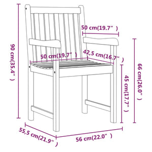 vidaXL Patio Chair Outdoor Slatted Armchair Garden Seat Solid Wood Acacia-11