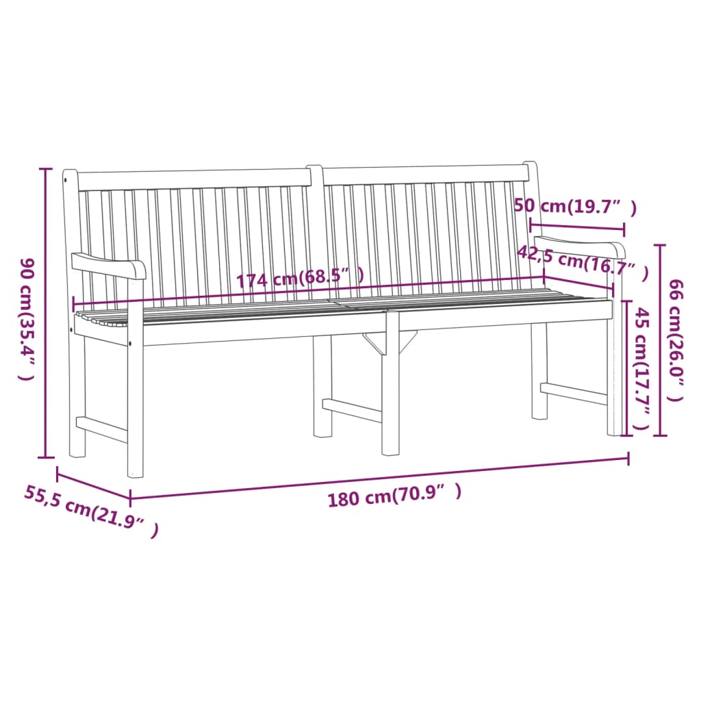 vidaXL Outdoor Patio Bench Garden Park Bench with Armrests Solid Wood Acacia-1