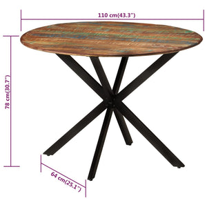 vidaXL Dining Table Ø43.3"x30.7" Solid Wood Reclaimed and Steel-4