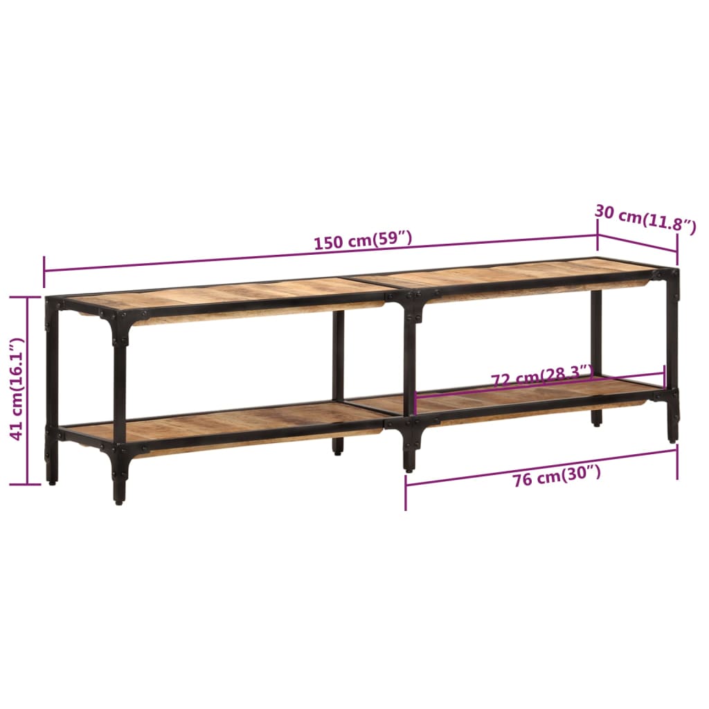 vidaXL TV Stand 59.1"x11.8"x16.1" Solid Wood Mango-0