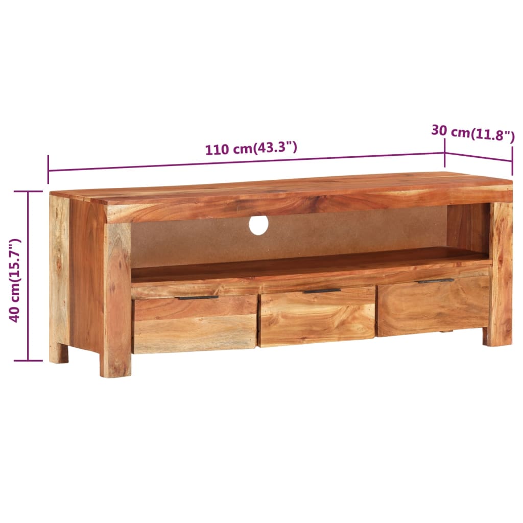 vidaXL TV Stand 43.3"x11.8"x15.7" Solid Wood Acacia-6