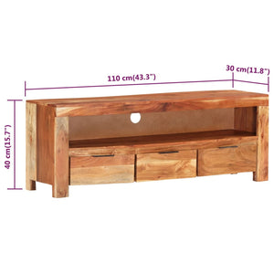 vidaXL TV Stand 43.3"x11.8"x15.7" Solid Wood Acacia-6