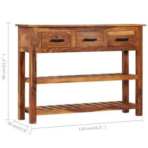 vidaXL Sideboard with 3 Drawers 43.3"x11.8"x31.5" Solid Acacia Wood-8