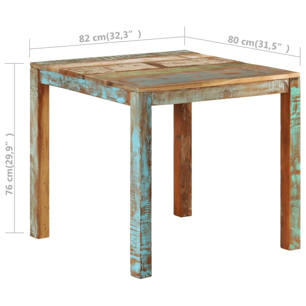 vidaXL Dining Table 32.3"x31.5"x29.9" Solid Reclaimed Wood-5