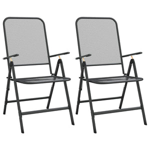 vidaXL Folding Patio Chairs 2 pcs Expanded Metal Mesh Anthracite-0