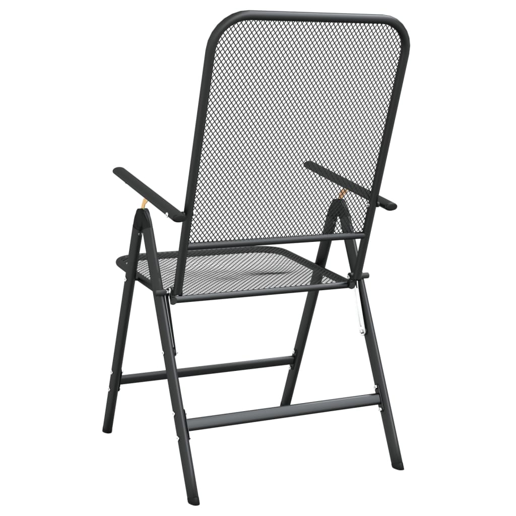 vidaXL Folding Patio Chairs 2 pcs Expanded Metal Mesh Anthracite-16