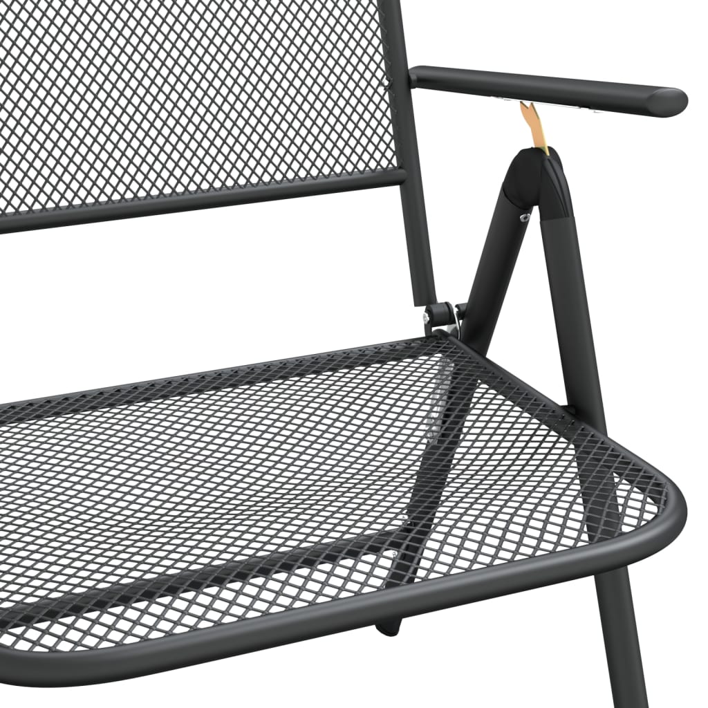 vidaXL Folding Patio Chairs 2 pcs Expanded Metal Mesh Anthracite-20