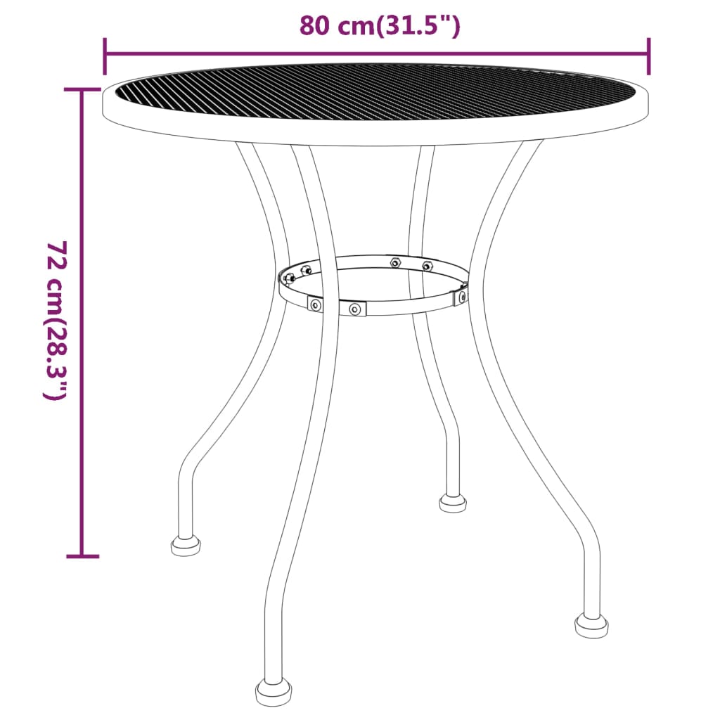 vidaXL Patio Table Expanded Metal Mesh Anthracite Ø 23.6"x28.3"/Ø 31.5"x28.3"-12